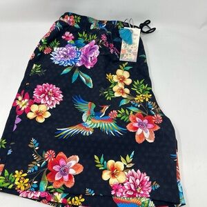 Johnny Was Black Floral and Bird Swim Coverup